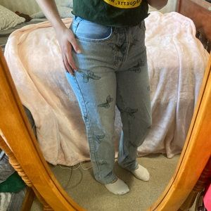 Butterfly print dad jeans